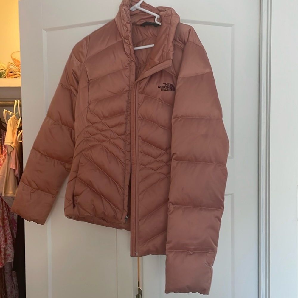 North face rose gold puffer